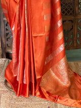 Orange Banarasi Crape silk saree - PBRHC3E