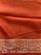Orange Banarasi Crape silk saree - PBRHC3E