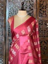 Mauve Pink Banarasi Crape silk saree - PBRHC3C