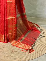 Maroon red semi banarasi silk saree- AISHN2B