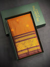 Mustard yellow and brown Semi kanchipuram silk saree- PSSRN10