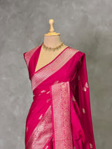 Rani pink Semi Tusser silk saree- PBRMM3K