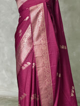 Deep wine Semi Tusser silk saree- PBRMM3I