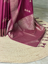 Deep wine Semi Tusser silk saree- PBRMM3I