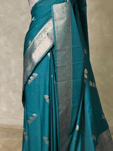 Teal Blue Semi Tusser silk saree- PBRMM3G