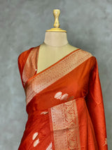 Burnt Orange Semi Tusser silk saree- PBRMM3D