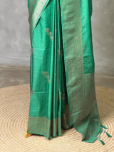 Emerald Green Semi Tusser silk saree- PBRMM3C