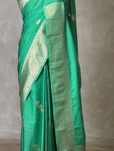 Emerald Green Semi Tusser silk saree- PBRMM3C