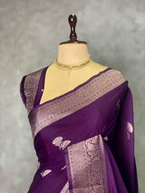Purple Semi Tusser silk saree- PBRMM3A