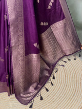 Purple Semi Tusser silk saree- PBRMM3A