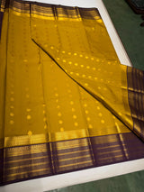 Greenish yellow and Violet Semi kanchipuram silk saree- PSSRN13