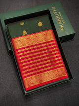 Bottle Green and Reddish pink Semi kanchipuram silk saree- PSSRN16
