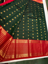 Bottle Green and Reddish pink Semi kanchipuram silk saree- PSSRN16