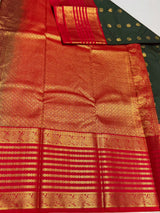 Bottle Green and Reddish pink Semi kanchipuram silk saree- PSSRN16