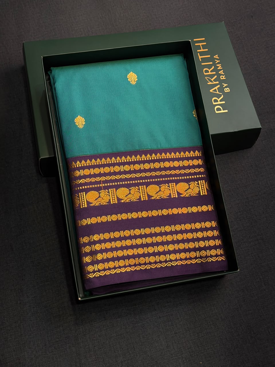 Blue and violet Semi kanchipuram silk saree- PSSRN25