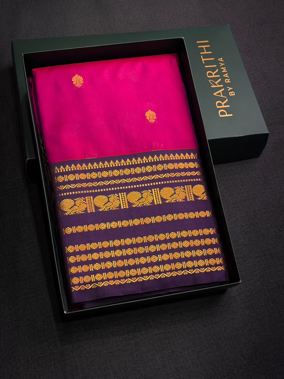 Magenta and violet Semi kanchipuram silk saree- PSSRN26