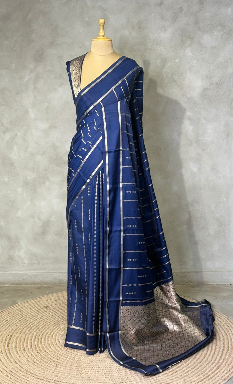 Navy blue soft Gajji silk saree- PBRNAK5