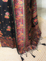 Black Pashmina silk Saree - PBRMM7