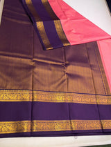 Pink and deep purple Semi kanchipuram silk saree- PSSRN29
