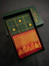 Dark green and Maroon Semi kanchipuram silk saree- PSSRN30