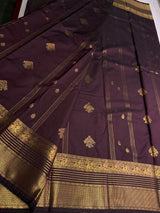 Deep coffee brown Semi kanchipuram silk saree- PSSRN39