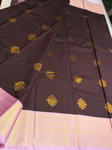 Brown and Pink Semi kanchipuram silk saree- PSSRN41