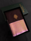 Brown and Pink Semi kanchipuram silk saree- PSSRN41