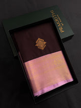 Brown and Pink Semi kanchipuram silk saree- PSSRN41