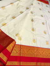 Sandal and red Semi kanchipuram silk saree- PSSRN42