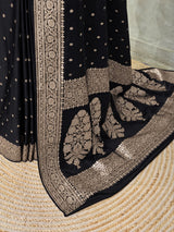 Black satin Banarasi silk saree - PRAZ7D