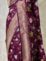 Deep wine Semi Tusser silk saree- PBRMM4A