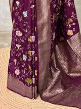 Deep wine Semi Tusser silk saree- PBRMM4A
