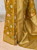 Deep Olive Green Semi Tusser silk saree- PBRMM4C