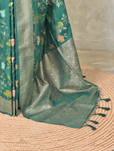 Emerald Green Semi Tusser silk saree- PBRMM4D