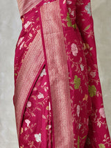 Dark Pink Semi Tusser silk saree- PBRMM4E