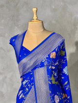 Royal blue Semi Tusser silk saree- PBRMM4E
