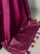 Deep Wine Chanderi silk cotton saree- PBRNAK4J