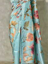 Pastal blue Pure Soft Tissue silksaree - PBRRUPG