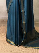 Teal blue Semi mysore crepe Silk Saree - PBRMJ3I