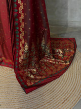 Maroon Pure mashru Satin Banarasi silk saree - PRAZ13