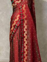 Maroon Pure mashru Satin Banarasi silk saree - PRAZ13