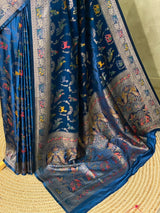 Dark Blue Banarasi Satin silk Saree - PBRKIV2D