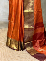Rust Orange and Brown Banarasi silk saree - PBRRP2