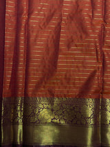 Rust Orange and Brown Banarasi silk saree - PBRRP2
