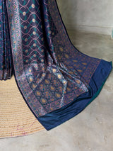 Blue Banarasi mashru katan silk saree - PRAZ10