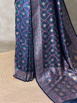 Blue Banarasi mashru katan silk saree - PRAZ10
