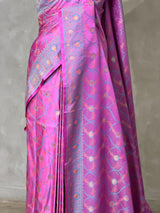 Lilac Pink Banarasi mashru katan silk saree - PRAZ10A