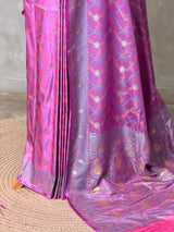 Lilac Pink Banarasi mashru katan silk saree - PRAZ10A
