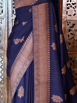Navy Blue Banarasi Tusser Silk Saree - PBRATH5