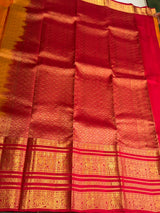 Yellow and Red Pure Vintage Kanchipuram Silk saree - PPUREN20